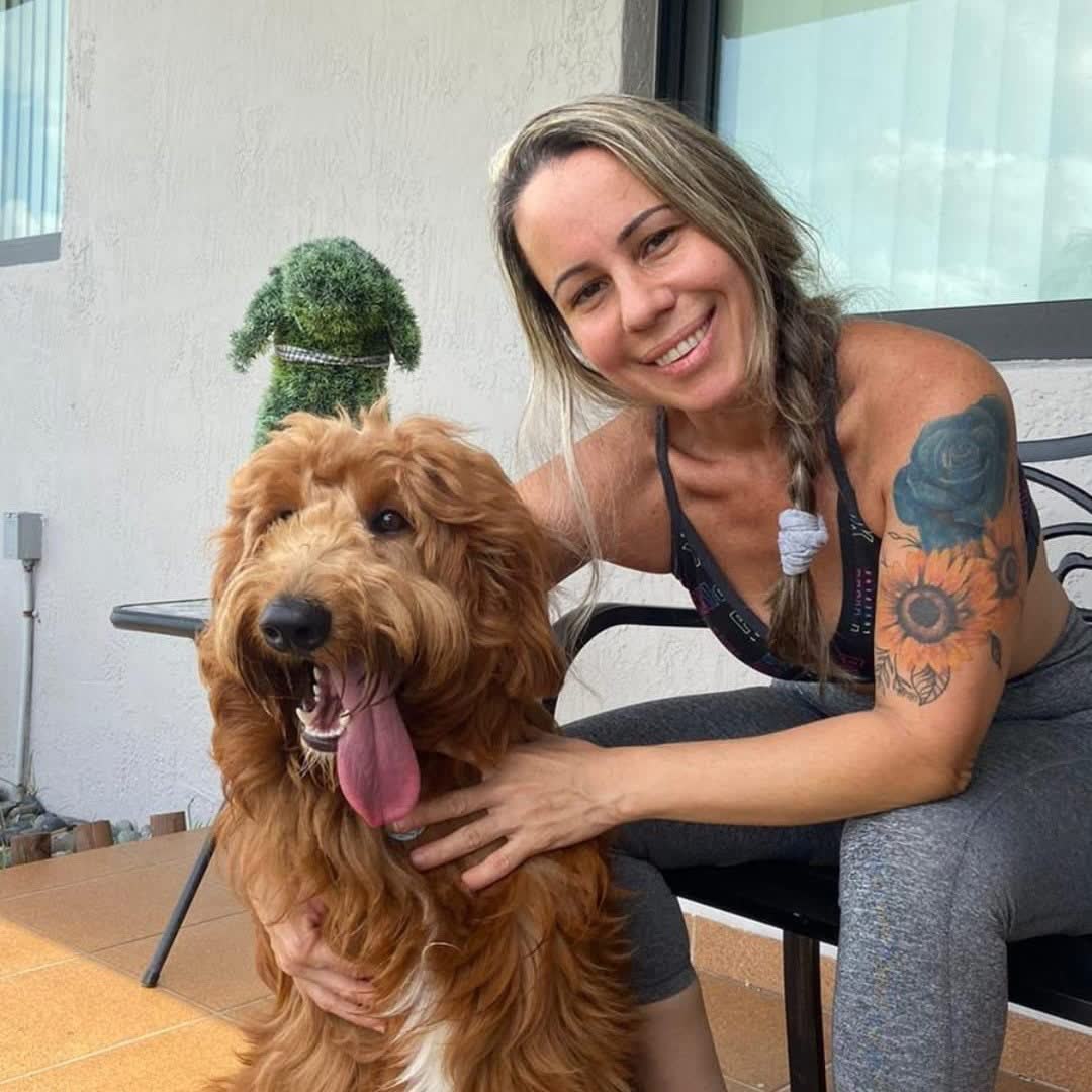 Cristina Gonzalez with one of her dogs